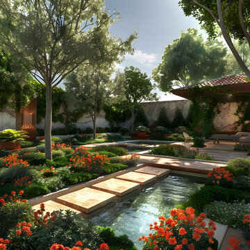 园林喷泉流水 自然与艺术的完美融合