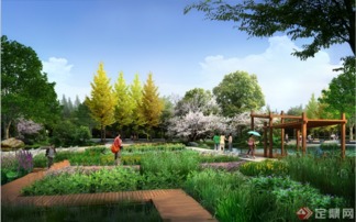 某公园休闲区园林景观效果图PSD格式设计解析
